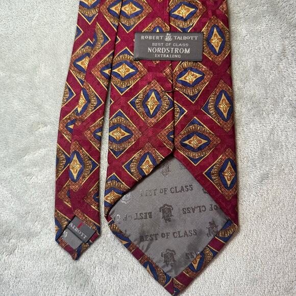 Robert Talbott XL BOC Red Geometric Silk Tie 3.875”x66” Designer Necktie USA - Picture 3 of 7